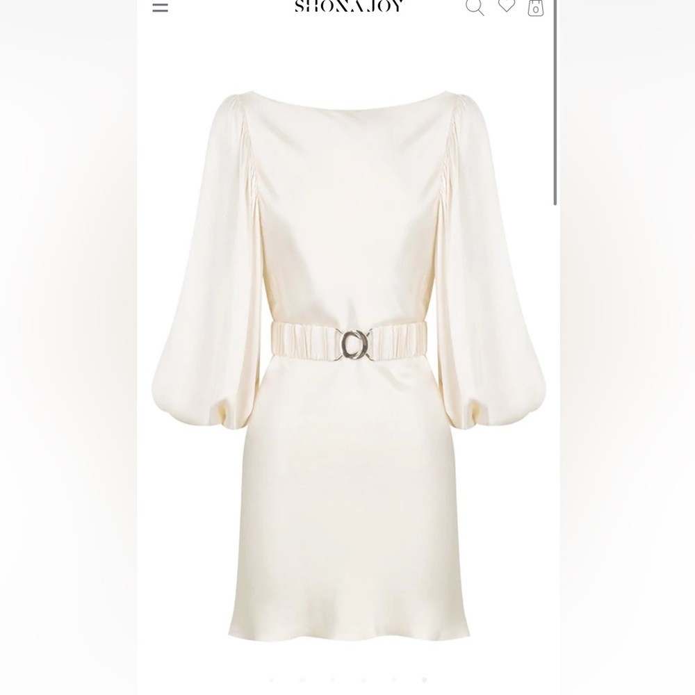 Shona Joy. LA LUNE BALLOON SLEEVE MINI DRESS WITH BELT - CREAM